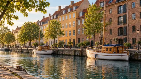 Where to Stay in Copenhagen: Which Area Fits Your Trip 10 Moored boats and historic brick buildings reflected in a quiet Copenhagen canal