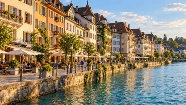 Things to Do in Lucerne: What's Worth Your Time and What to Skip 11 Historic townhouses and cafe terraces lining a sunny pedestrian quay beside the Reuss River